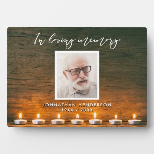 In Loving Memory Candles  Wood Photo Memorial Plaque
