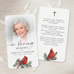 In Loving Memory Cardinal Memorial Prayer Card