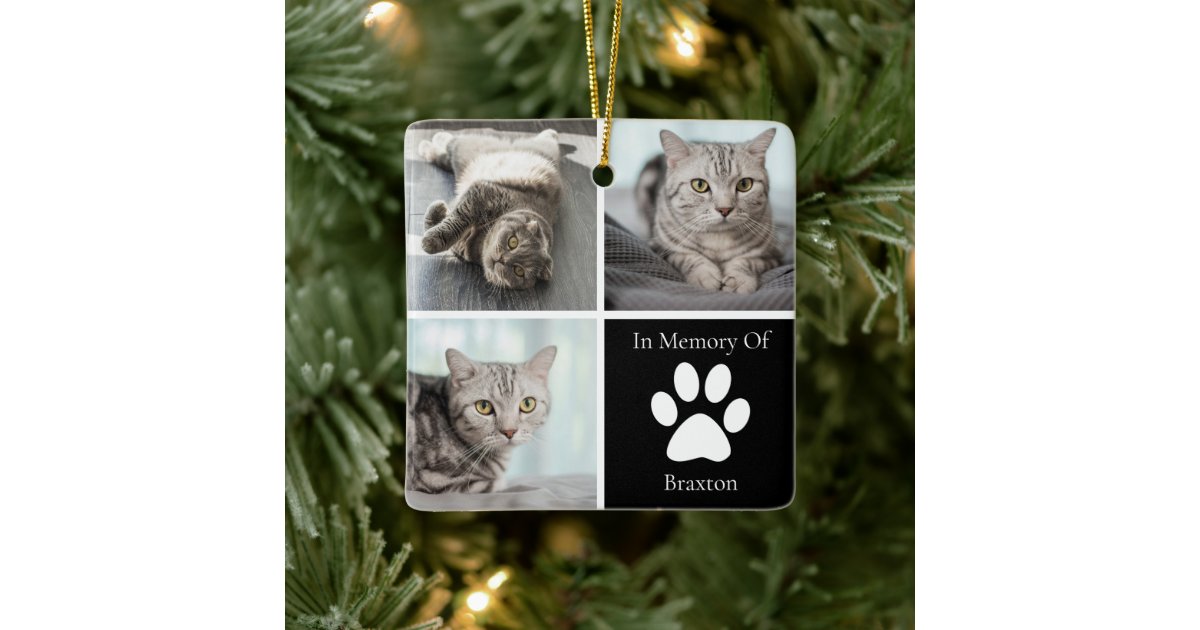 In Loving Memory Cat Memorial Custom Pet Photo Ceramic Ornament | Zazzle
