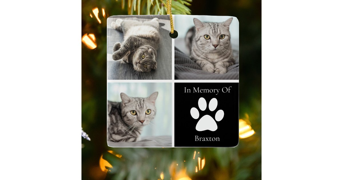 In Loving Memory Cat Memorial Custom Pet Photo Ceramic Ornament | Zazzle