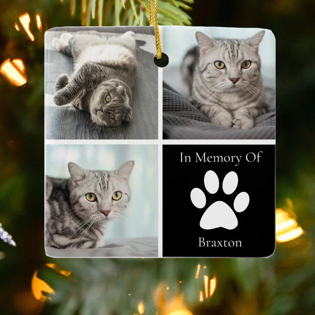 In Loving Memory Cat Memorial Custom Pet Photo Ceramic Ornament | Zazzle