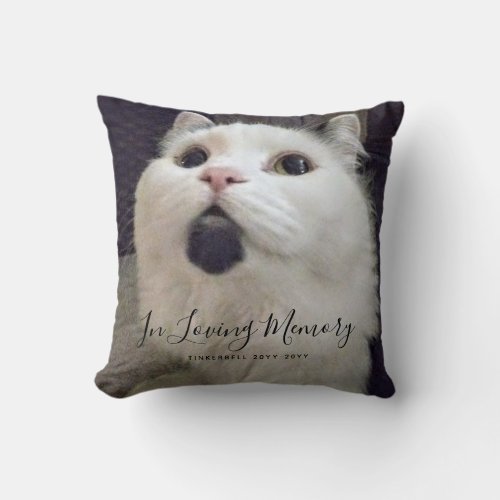 In Loving Memory Cat Memorial Photo Personalized Throw Pillow