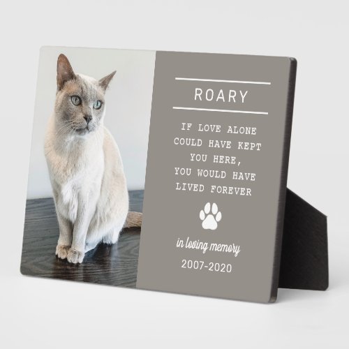 In Loving Memory Cat Personalized Photo Memorial Plaque