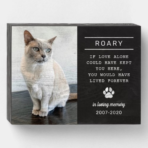 In Loving Memory Cat Personalized Photo Memorial Wooden Box Sign