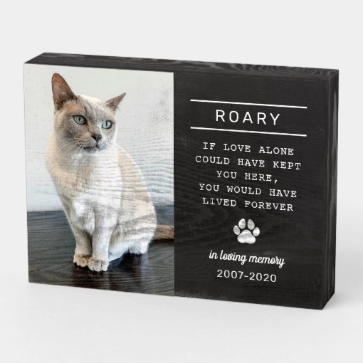 In Loving Memory Cat Personalized Photo Memorial Wooden Box Sign | Zazzle