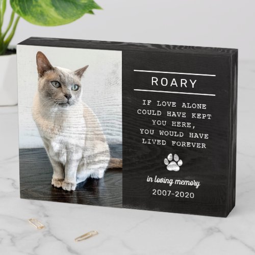 In Loving Memory Cat Personalized Photo Memorial Wooden Box Sign