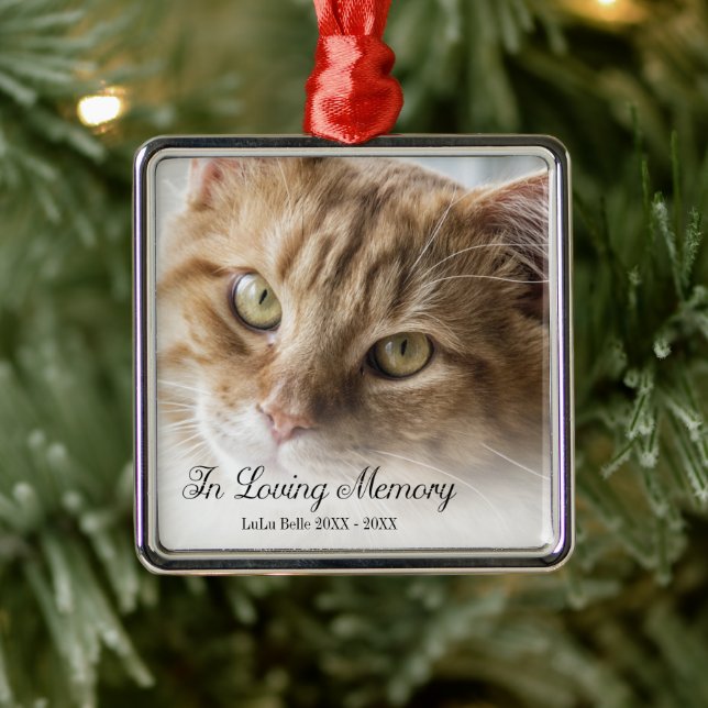 In Loving Memory Cat Photo Metal Ornament (Tree)