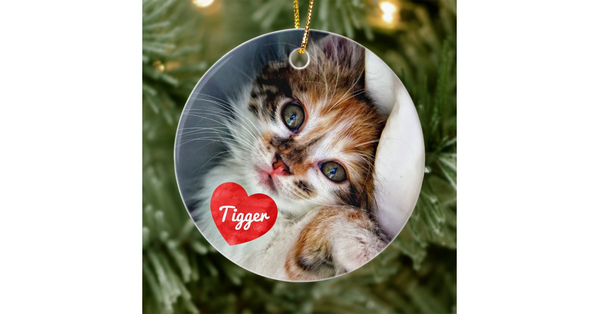 In Loving Memory - Cat Photo Pet Memorial Ceramic Ornament | Zazzle