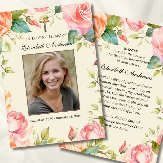 In Loving Memory Catholic Funeral Prayer Card | Zazzle
