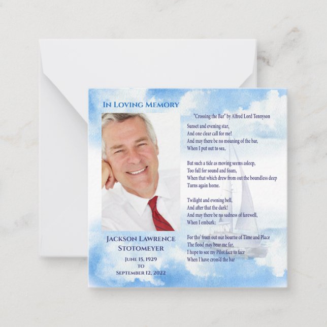 In Loving Memory Celbration of Life Thank You Note Card (Front)