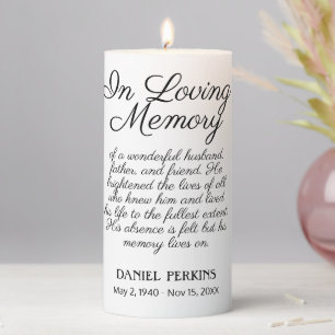 In Loving Memory Celebration Life Memorial Funeral Pillar Candle