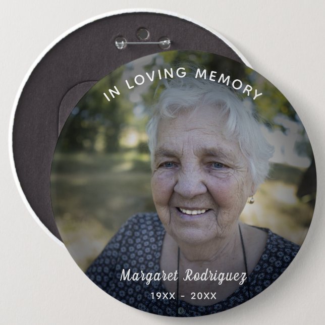 In Loving Memory Celebration Of Life Custom Photo Button (Front & Back)
