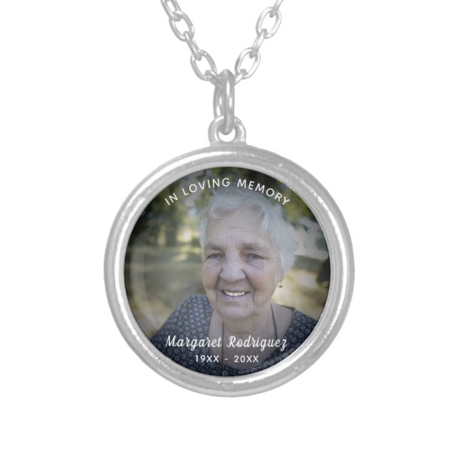 In Loving Memory Celebration Of Life Custom Photo Silver Plated Necklace (Front)