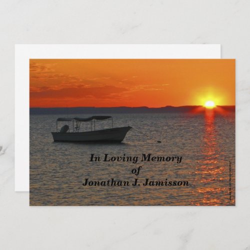 In Loving Memory Celebration of Life Fishing Boat Invitation