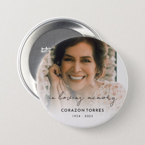 In Loving Memory Celebration of Life Photo Funeral Button