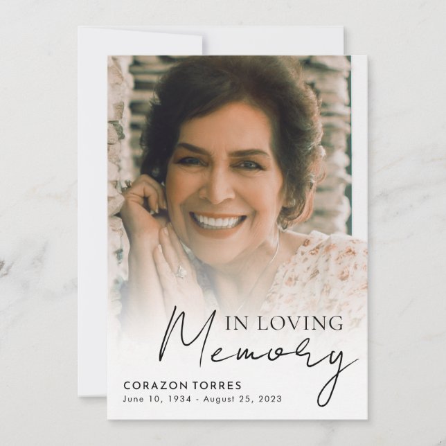 In Loving Memory Celebration of Life Photo Funeral Invitation (Front)