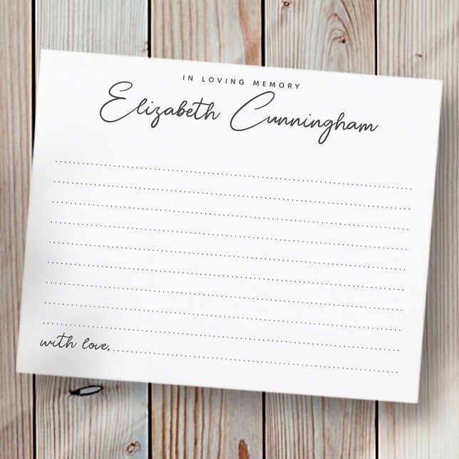 In Loving Memory Chic Minimalist Attendance Card (Creator Uploaded)