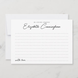In Loving Memory Chic Minimalist Attendance Card