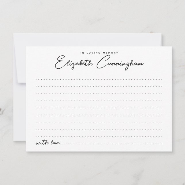 In Loving Memory Chic Minimalist Attendance Card (Front)