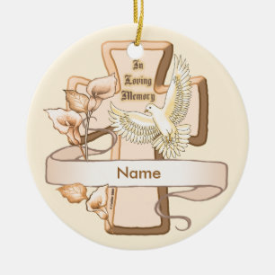 In loving Memory Christian  Cross Ceramic Ornament