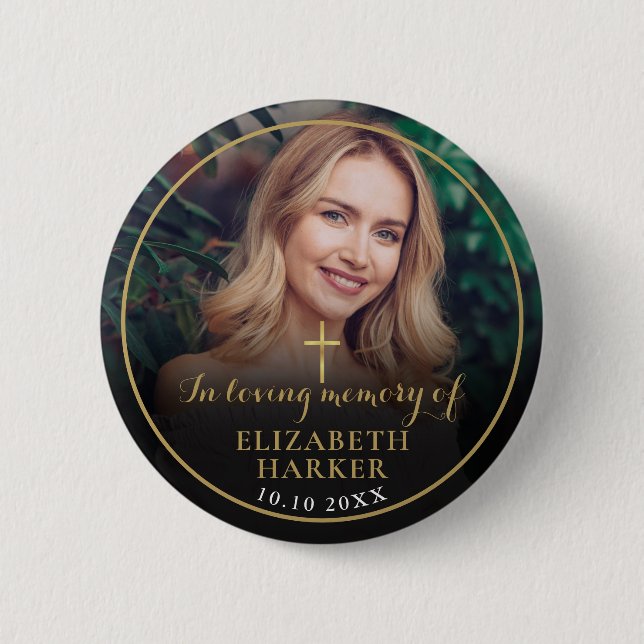 In Loving Memory Christian Funeral Photo Button (Front)