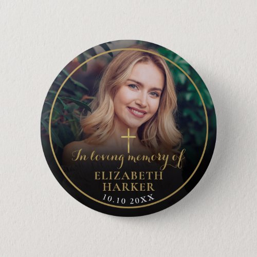 In Loving Memory Christian Funeral Photo Button
