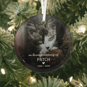 In Loving Memory Christmas Keepsake Pet Cat Photo Glass Ornament
