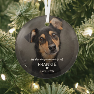 In Loving Memory Christmas Keepsake Pet Dog Photo Glass Ornament