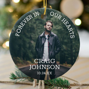 In Loving Memory Christmas Memorial Photo Ceramic Ornament