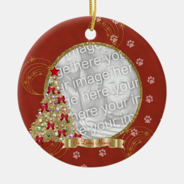 In Loving Memory Christmas Pawprint Photo Ornament (Front)