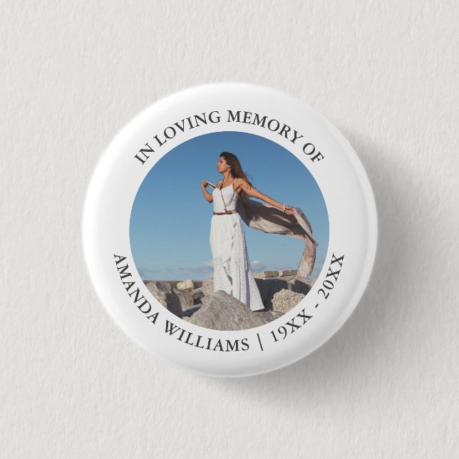 In Loving Memory Christmas White Keepsake Photo Button (Front)