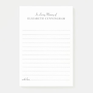 In Loving Memory Classic Funeral Share a Memory Post-it Notes
