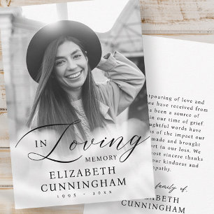 In Loving Memory Clouds Memorial Modern Photo Thank You Card