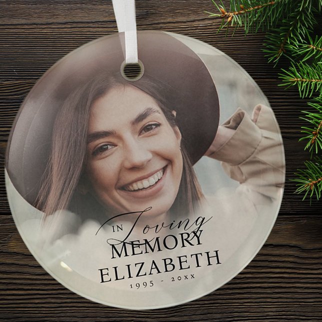 In Loving Memory Clouds Memorial Modern Photos Glass Ornament (Creator Uploaded)