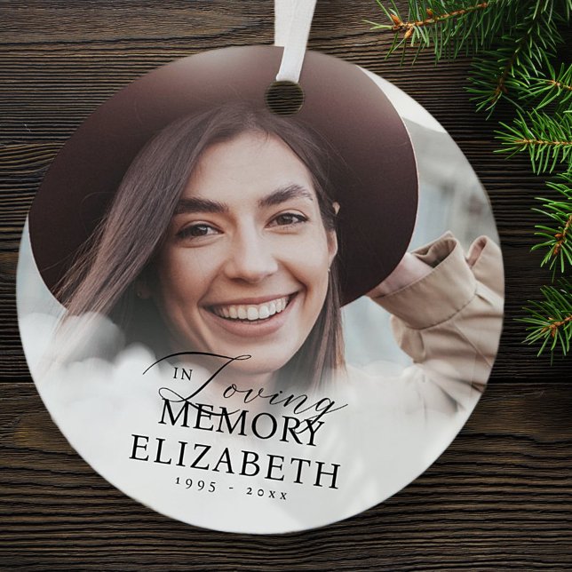 In Loving Memory Clouds Memorial Modern Photos Metal Ornament (Creator Uploaded)