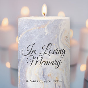 In Loving Memory Colorful Marble Stone Memorial Pillar Candle
