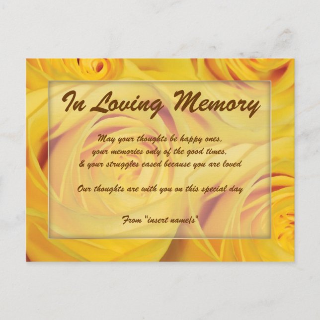 "In loving memory" condolence memorial death Postcard (Front)