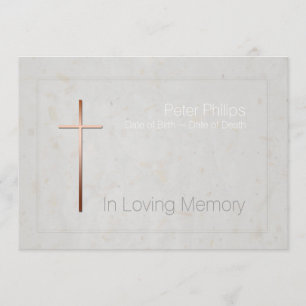In Loving Memory Copper Cross Funeral Invitation 2