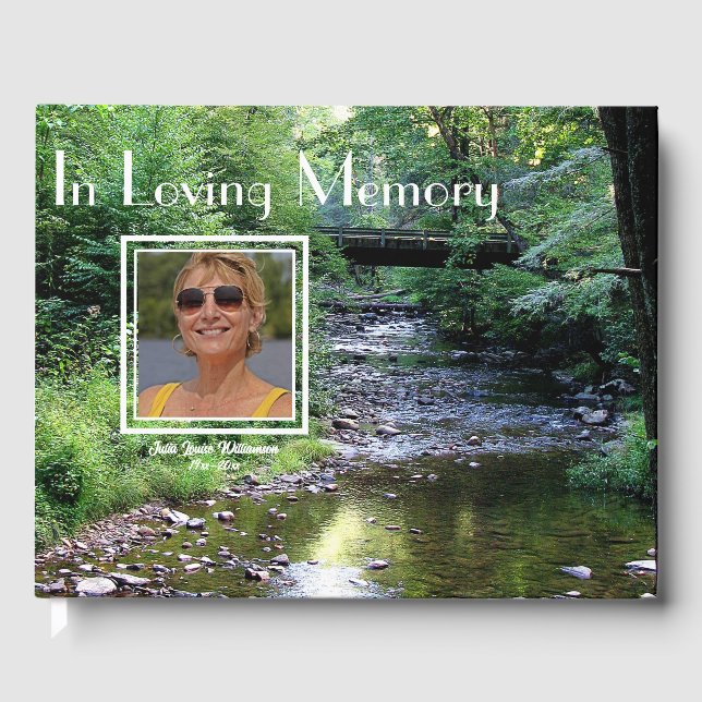 'In Loving Memory' Creek Forest Photo Guest Book (Front)