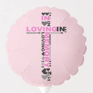 In Loving Memory Cross Pink Memorial Sympathy Balloon
