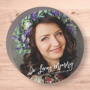 In Loving Memory Cursive Custom Photo Memorial Car Magnet