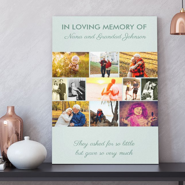 In Loving Memory Custom 11 Photo Collage Green Canvas Print (Creator Uploaded)