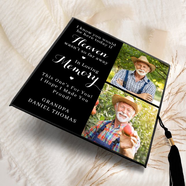 In Loving Memory Custom 2 Photo Tribute Graduate Graduation Cap Topper (Creator Uploaded)