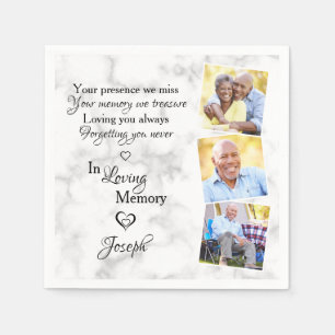 In Loving Memory Custom 3 Photo Memorial Funeral Napkins