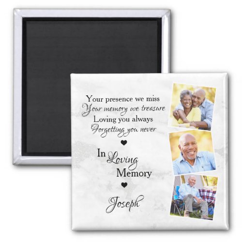 In Loving Memory Custom 3 Photo Memorial Magnet