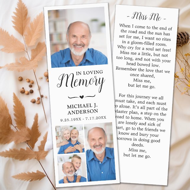 In Loving Memory Custom 4 Photo Memorial Funeral Bookmarks (Creator Uploaded)