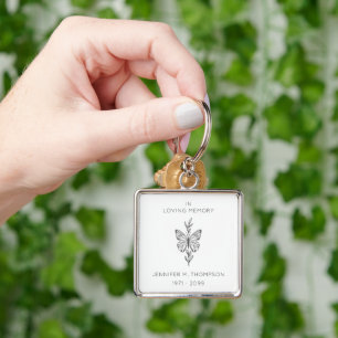 In Loving Memory Custom Butterfly Memorial Metal Keychain