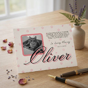 In Loving Memory Custom Cat Photo Pet Memorial  Announcement