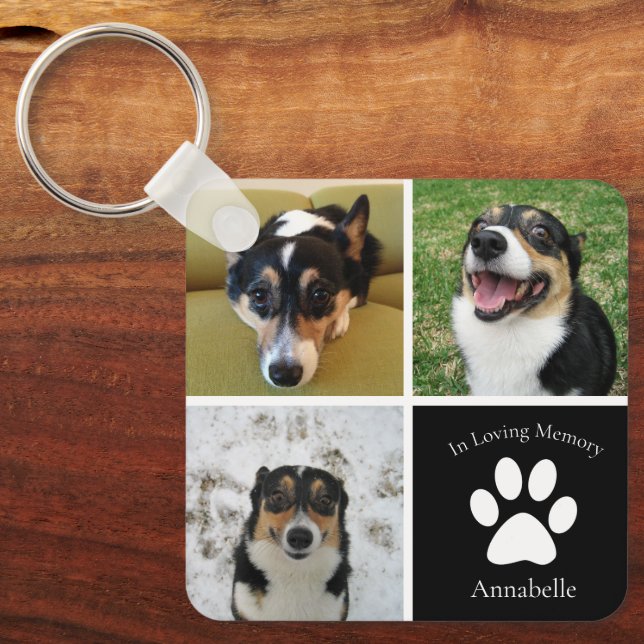 In Loving Memory Custom Dog Photo Collage Keepsake Keychain (Front)