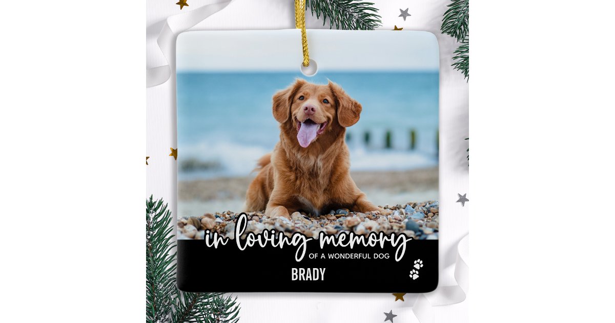 In Loving Memory Custom Dog Photo Pet Memorial Ceramic Ornament | Zazzle